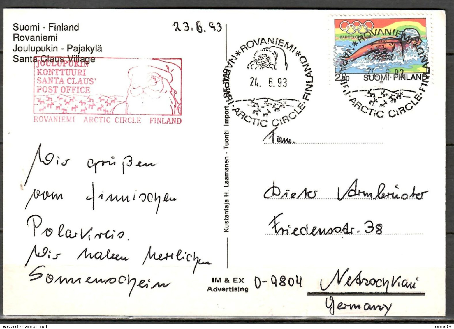 MiNr. 1162, Olympische Spiele, Albertville Und Barcelona, Auf Postkarte Nach Deutschland; B-1729 - Briefe U. Dokumente