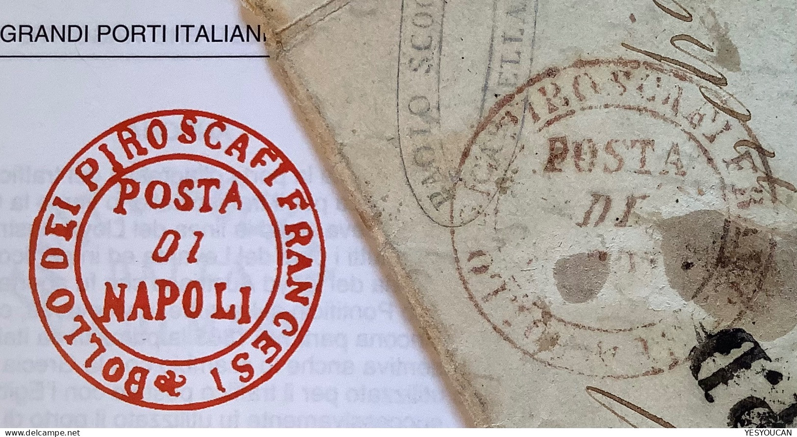 “PIROSCAFI FRANCESI NAPOLI”(via di mare) cover>Messina Sicilia. Province Napoletane1861Sa.22c=VF (Italia lettera