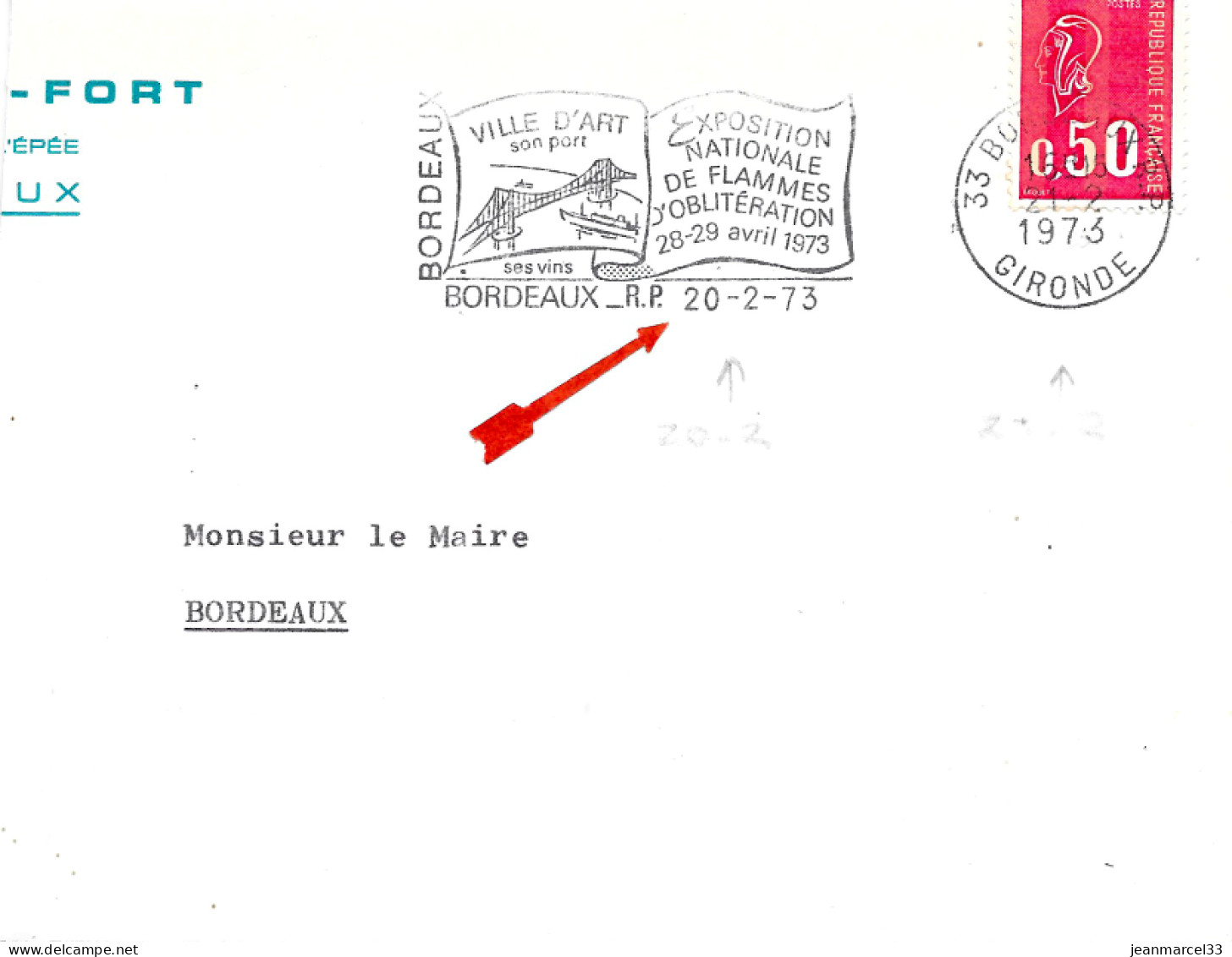 Curiosité Sur Lettre Flamme SECAP Type II =o Les Dates Sont Différentes Entre Le T à D Et Le Graphisme - Covers & Documents