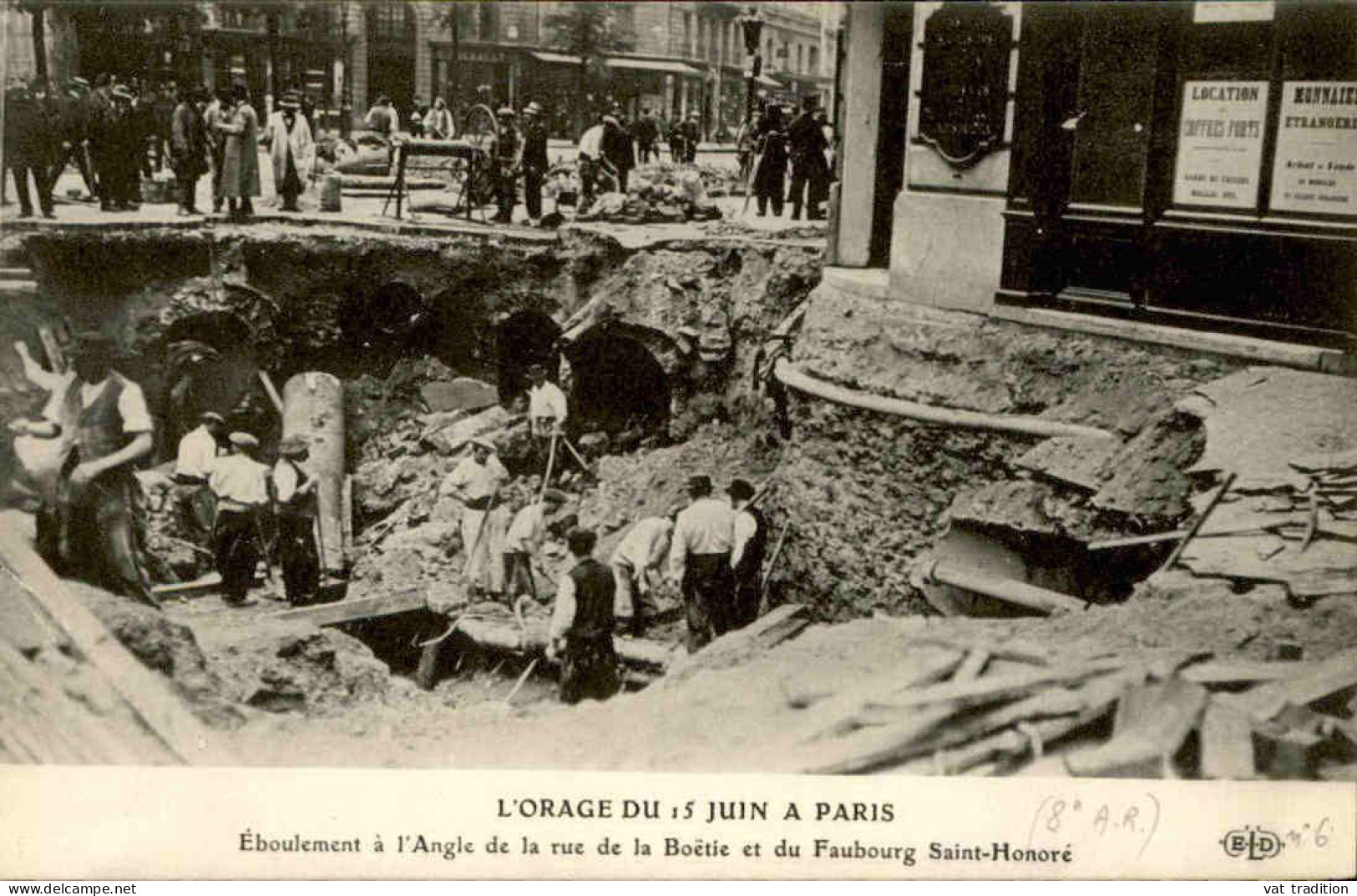 ÉVÉNEMENTS - L'Orage Du 15 Juin à Paris - Éboulements à L' Angle De La Rue Boëtie Et Du Faubourg St Honoré  - L 146366 - Katastrophen