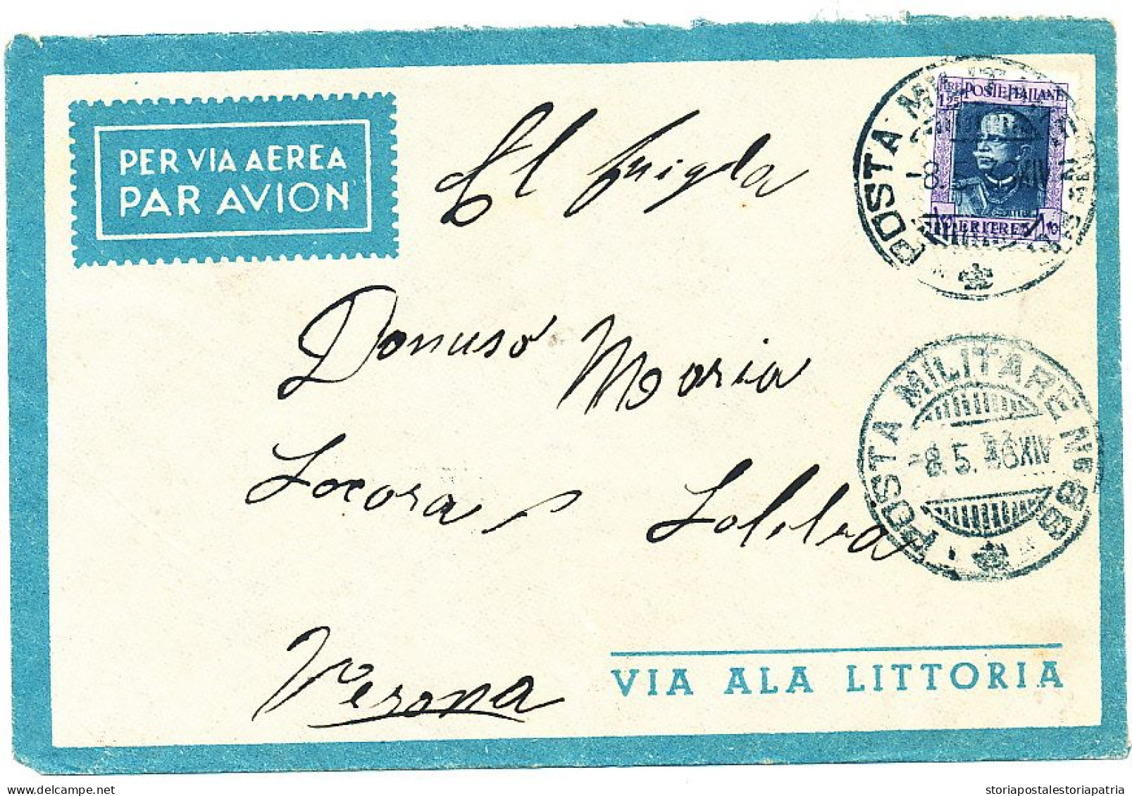 1936 COLONIE ITALIANE ERITREA AEROGRAMMA DA POSTA MILITARE 88 IN AZZURRO VERDASTRO - Eritrée