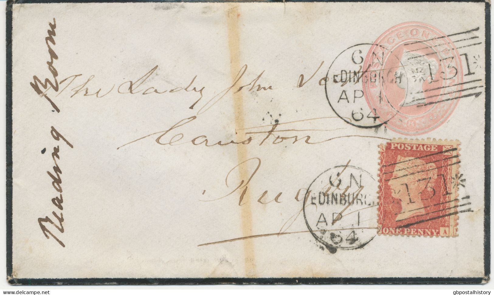 GB „131 / EDINBURGH“ Scottish Duplex Postmark (between 3 Thin Bars, Same Lenght, 131 Between Stars) On Very Fine Rare QV - Covers & Documents