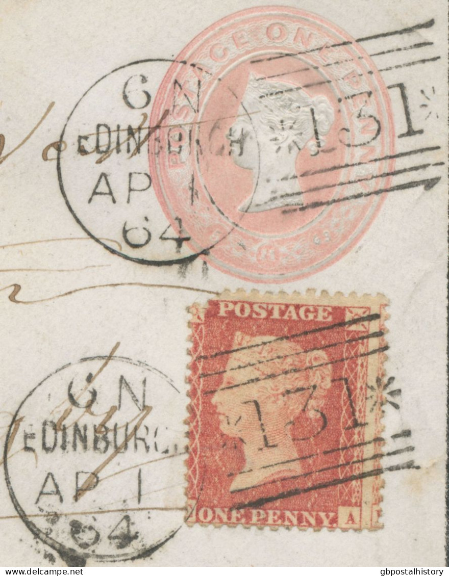 GB „131 / EDINBURGH“ Scottish Duplex Postmark (between 3 Thin Bars, Same Lenght, 131 Between Stars) On Very Fine Rare QV - Briefe U. Dokumente