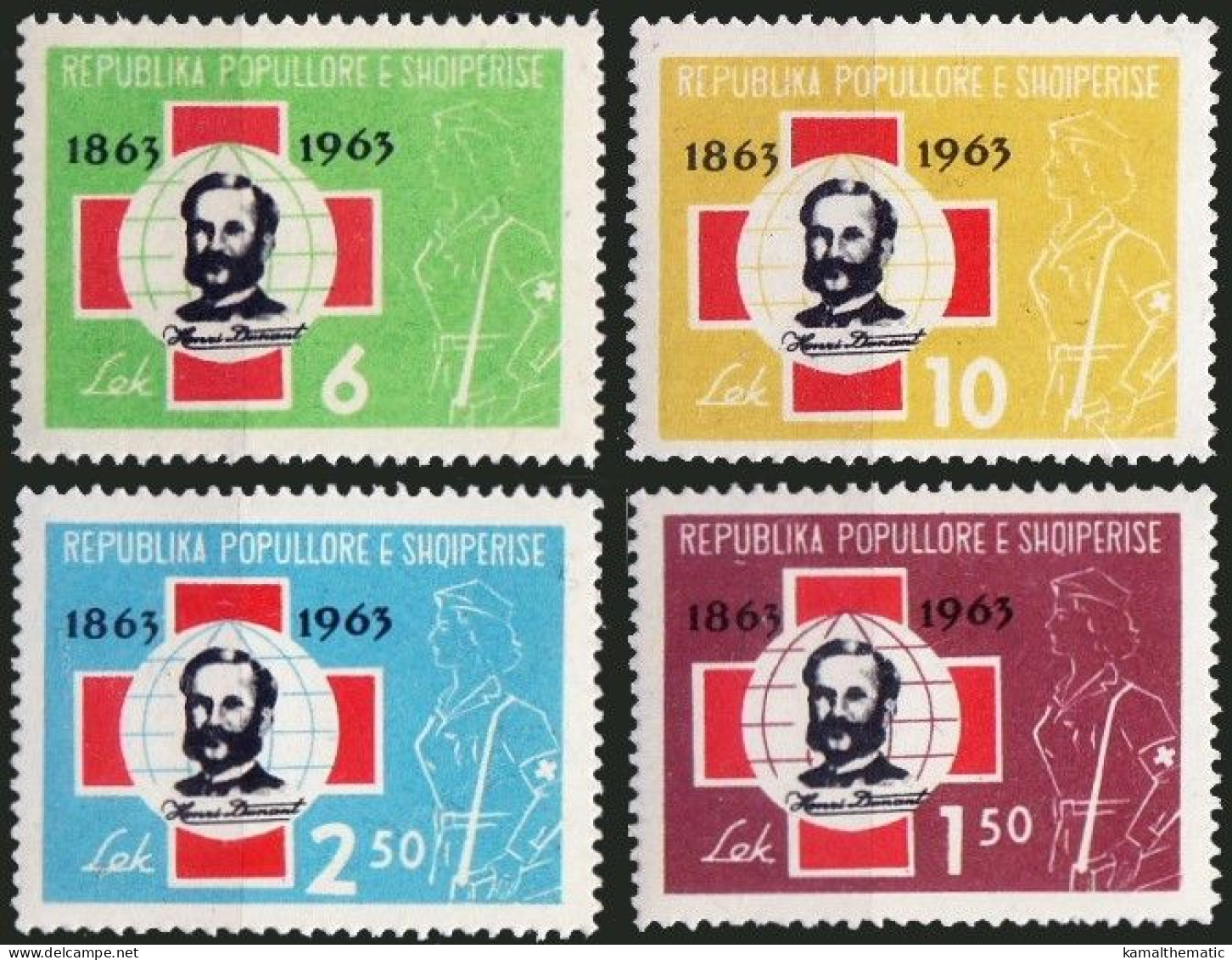 Albania 1963 MNH 4v, Red Cross, Henri Dunant, Globe, Nurse - Henry Dunant