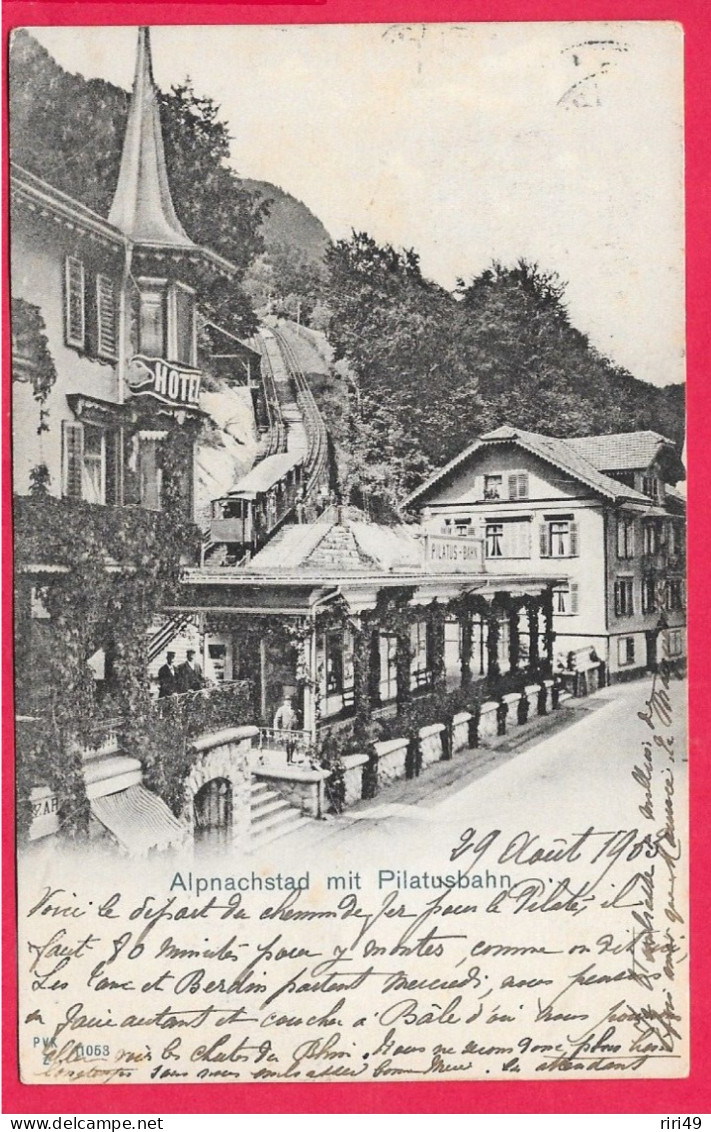 Cpa Suisse, Obwald, Alpnachstad Mit Pilatusbahn Voyagée En 1903, Voir Scannes Dos SIMPLE, Belle Carte - Alpnach