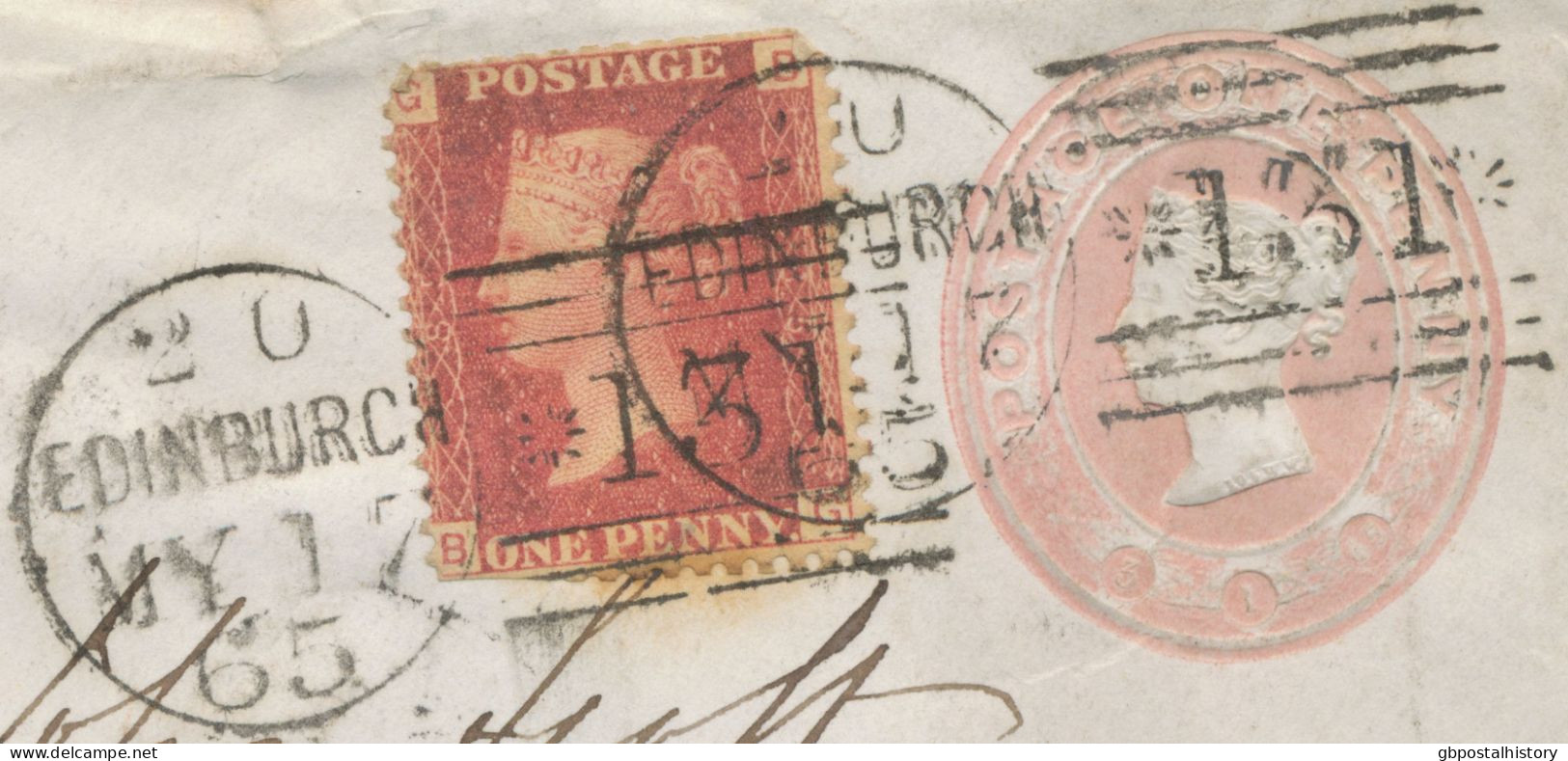 GB „131 / EDINBURGH“ Scottish Duplex Postmark (between 3 Thin Bars, Same Lenght, 131 Between Stars) On  Fine Rare QV 1 D - Covers & Documents