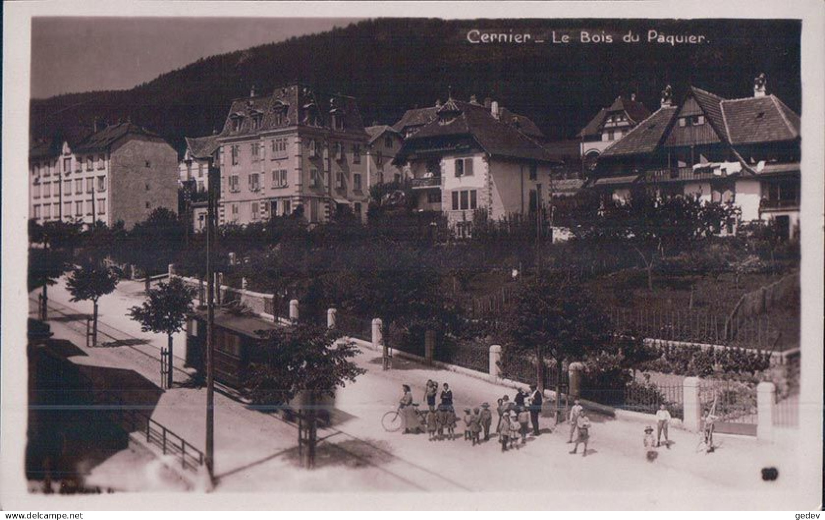 Cernier NE, Le Bois Du Paquier, Chemin De Fer Tramway, Rue Animée (1.7.1925) - Cernier