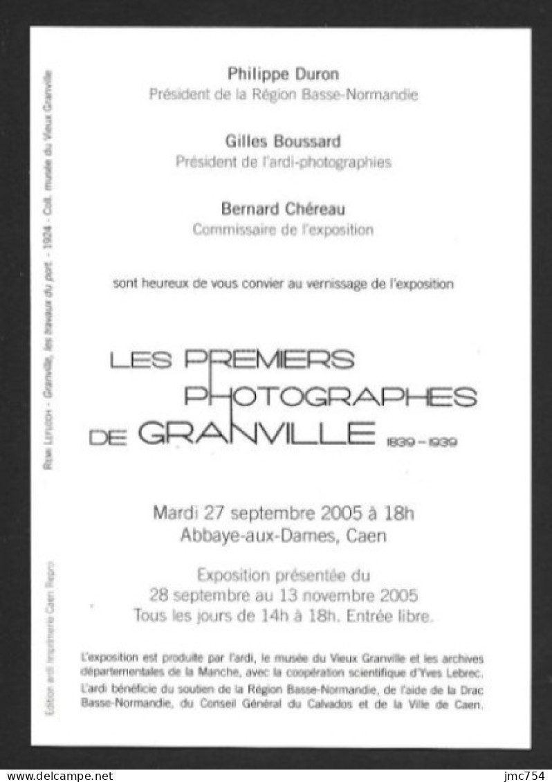 CPM.   Exposition 2005 "Les Premiers Photographes De Granville".  Abbaye Aux Dames, Caen.  Navire, Voilier. - Ausstellungen