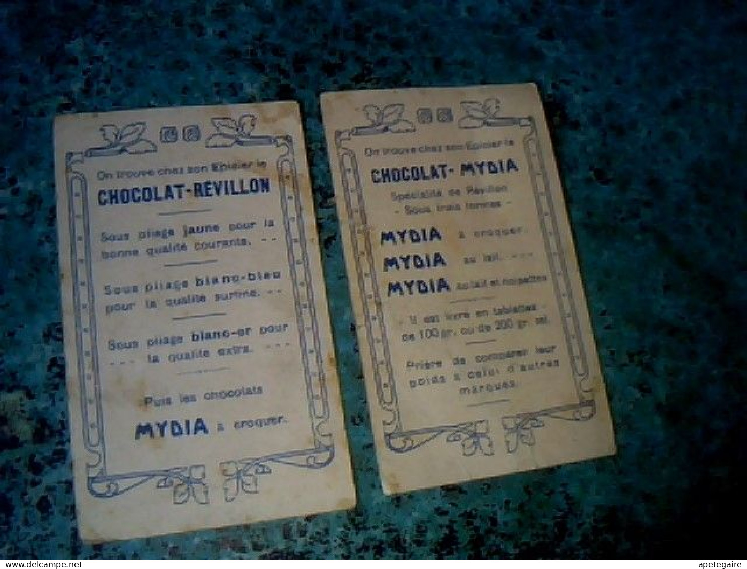 Vieux Papier Publicité Chromos X2  Chocolat Mydia  , Rèvillion  Thème Révolution Française - Revillon