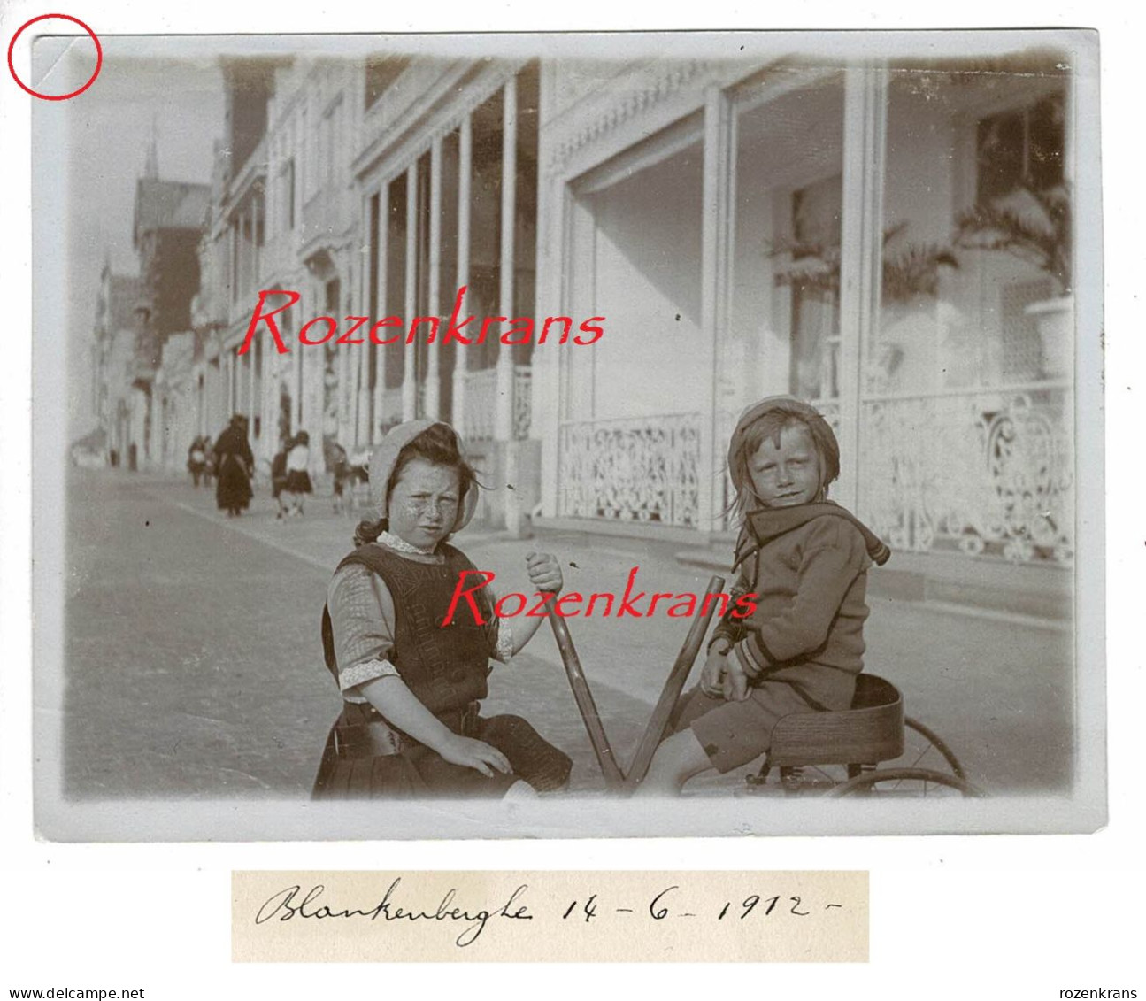 Oude Foto 1912 Blankenberge Blankenberghe Dijk Kinderen Vakantiefoto Photo Amateur Ancienne Belgique Belgie - Blankenberge