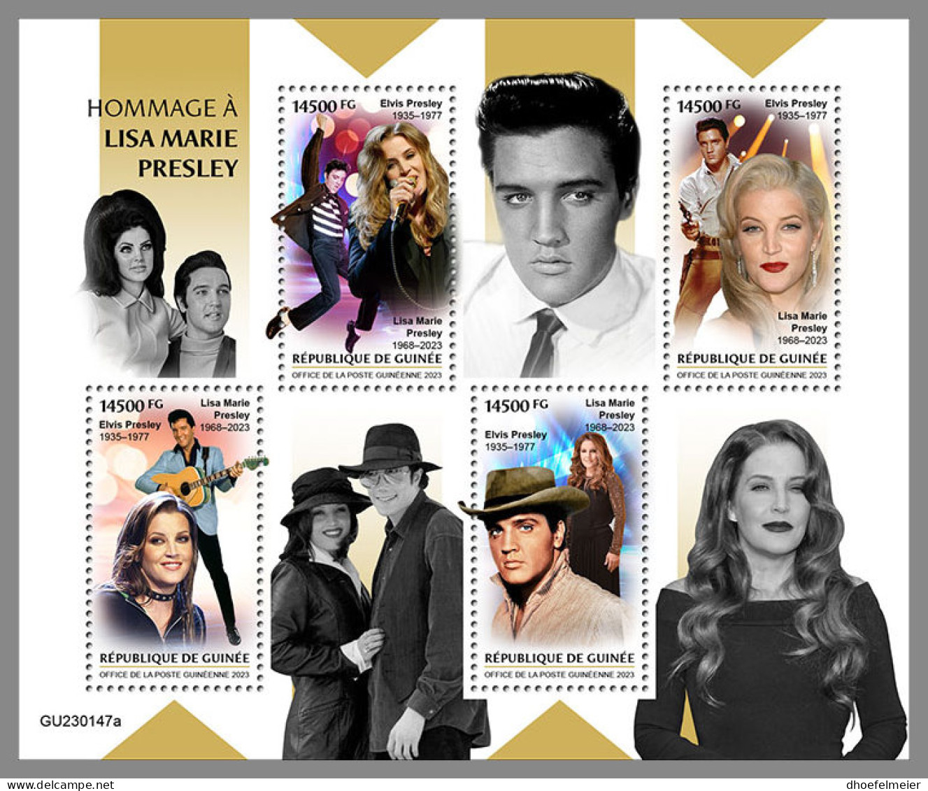 GUINEA REP. 2023 MNH Lisa Marie Presley Elvis Presley Michael Jackson M/S - OFFICIAL ISSUE - DHQ2333 - Elvis Presley