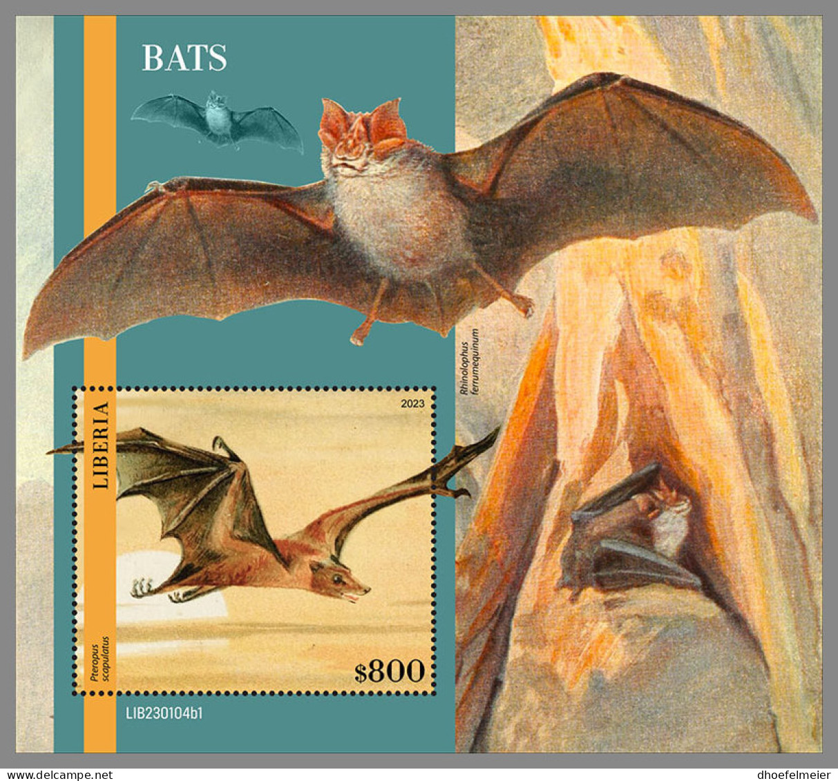 LIBERIA 2023 MNH Bats Fledermäuse Chauves-souris S/S I - OFFICIAL ISSUE - DHQ2333 - Fledermäuse