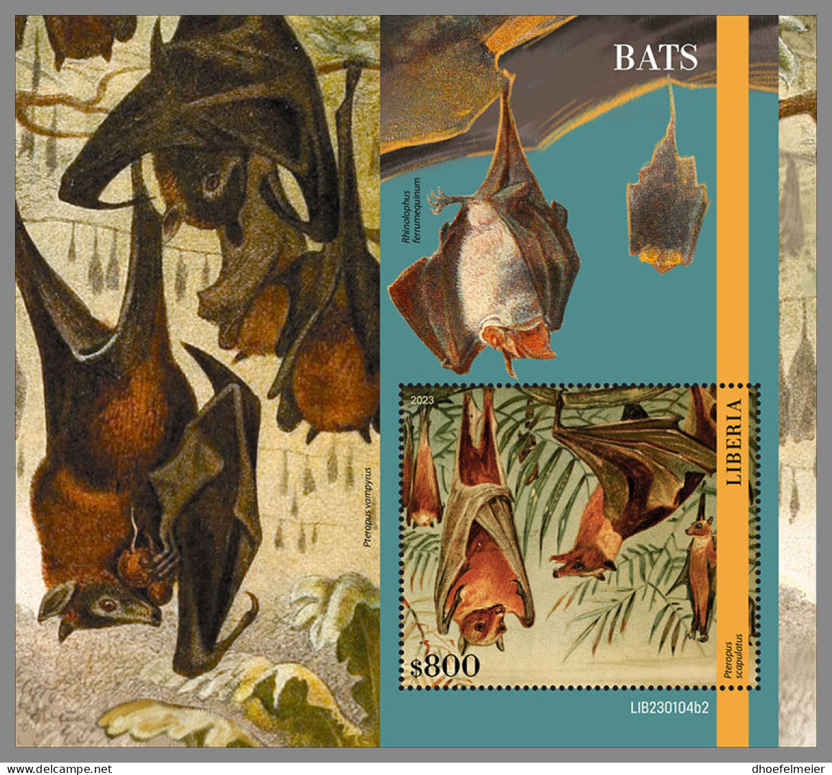 LIBERIA 2023 MNH Bats Fledermäuse Chauves-souris S/S II - OFFICIAL ISSUE - DHQ2333 - Bats