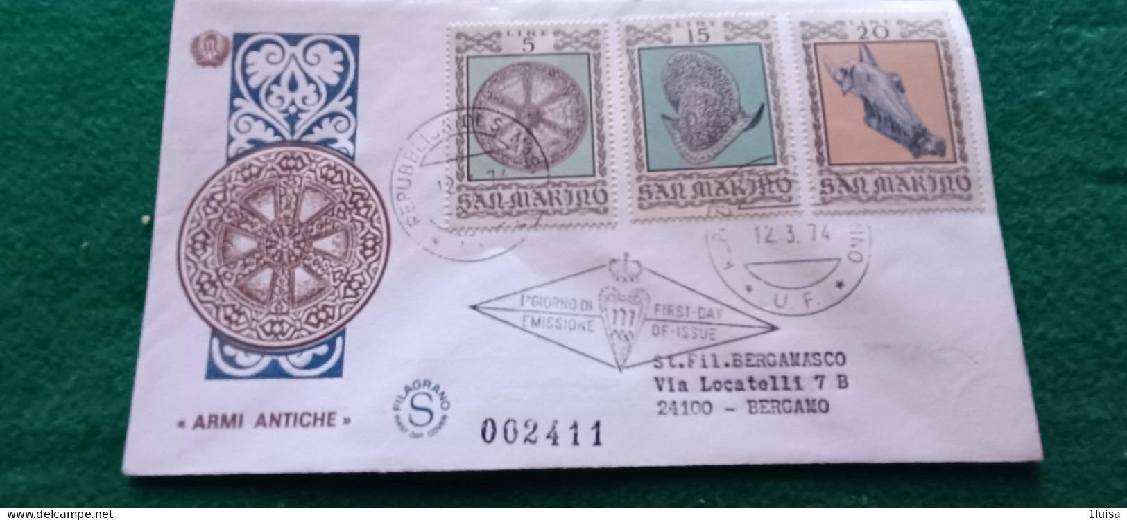 SAN MARINO 12/3/74 Armature Medioevali - Timbres Express