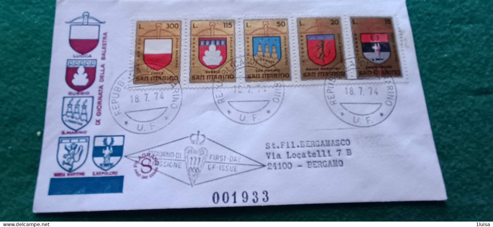 SAN MARINO 18/7/74 Giornata Della Balestra - Timbres Express