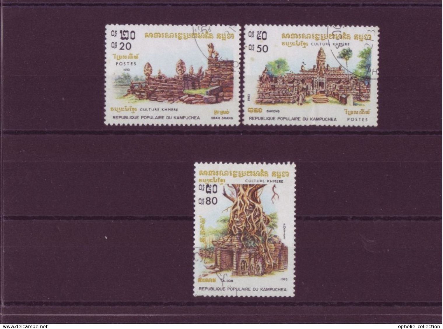 Asie - Kampuchea - Culture Khmere  - 3 Timbres Différents - 4966 - Kampuchea