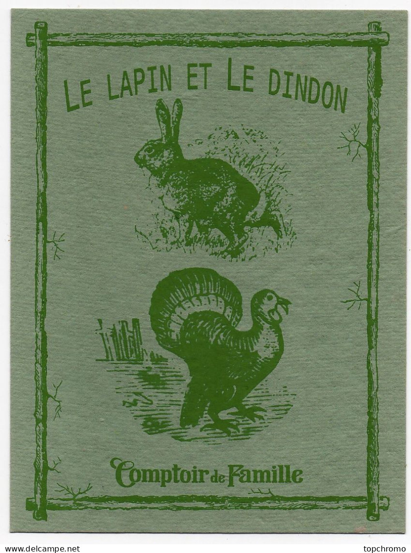 Buvard Comptoir De Famille Le Lapin Et Le Dindon - Dieren