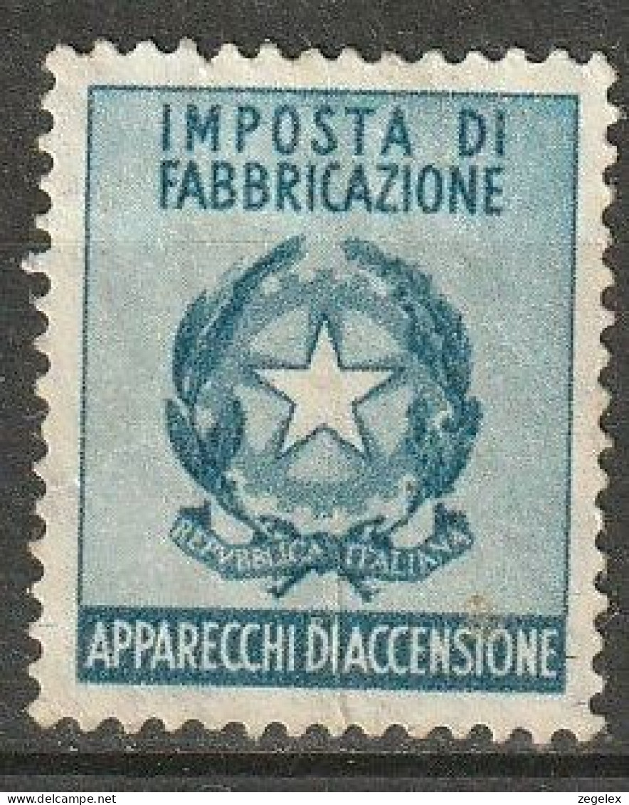 Italia Marca Da Bollo - Imposta Di Fabbricazione -Apparecchi Di Accensione - Revenue Stamps