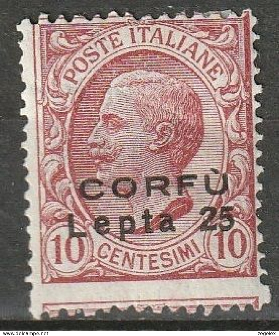 1923 Italia - Italienische Besetzung Corfu 25 Lepta Auf 10c Mi.12 MLH* (cat 90 €) - Corfù