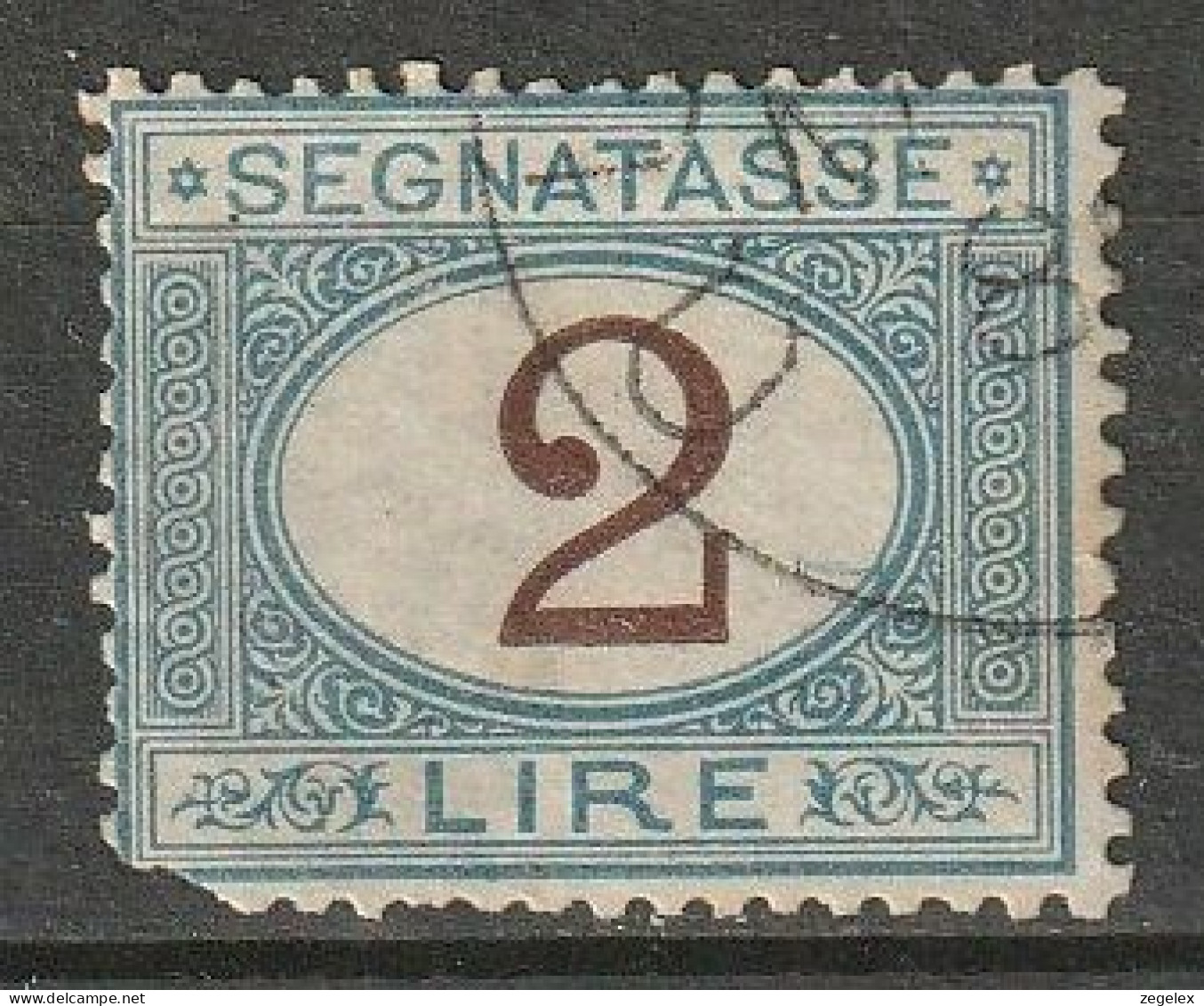 1870/94 Italia Porto (segnatasse) 2L Blau/braun. Michel 12 Used, Usato.  - Taxe