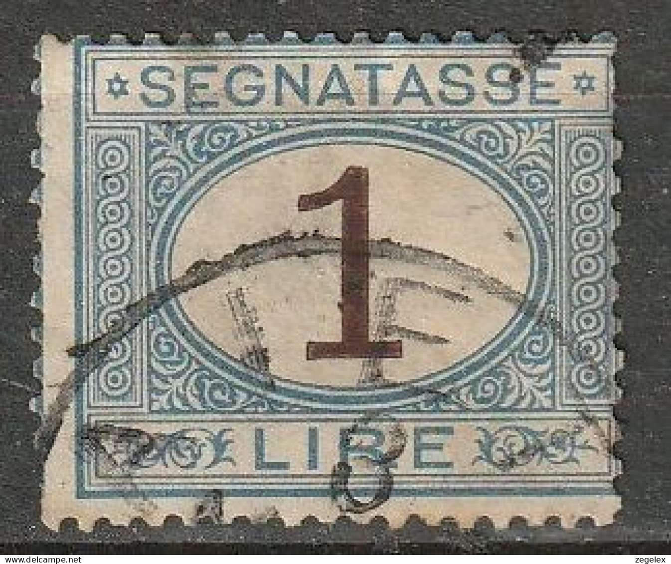 1870/94 Italia Porto (segnatasse) 1L Blau/braun. Michel 11 Used, Usato.  - Taxe