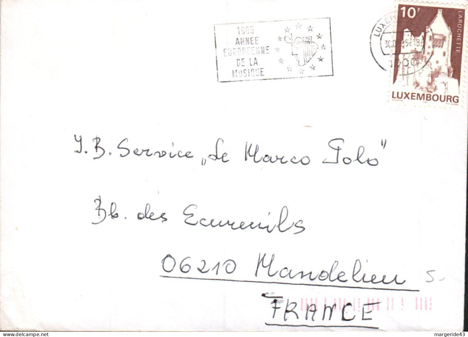 LUXEMBOURG SEUL SUR LETTRE POUR LA FRANCE 1985 - Lettres & Documents