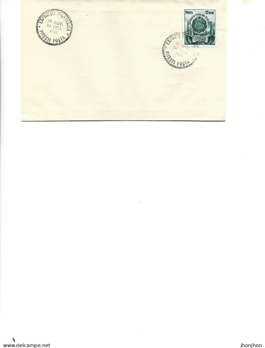 Romania -  Occasional Envelope  Used 1952 -  Philatelic Exhibition, November 30 - December 30, 1952, Pitesti Posta - Brieven En Documenten