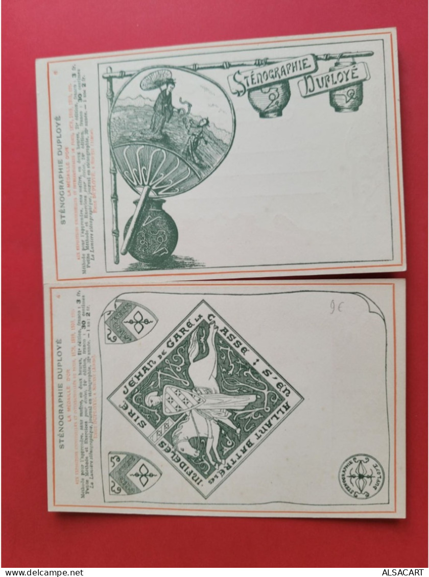Stenographie Duployé , 2 Cartes 1900  , A Ruet Et F Moineau - Other & Unclassified