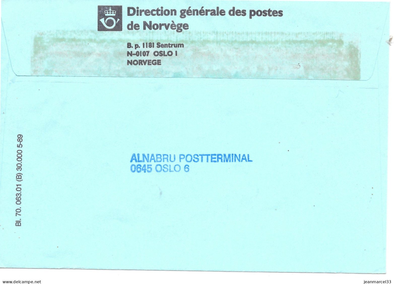 Curiosité Sur Lettre Cachet Norvégien En Français Bureau D'Echange D'Oslo/Colis Postaux 15-4 -91 - Lettres & Documents