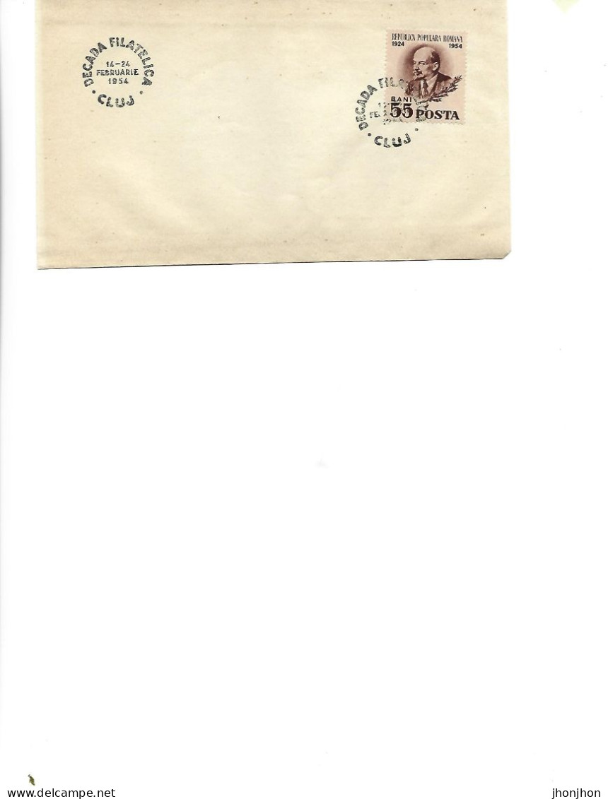 Romania - Occasional Envelope 1954 -  Philatelic Decade 14 - 24 February 1954, Cluj  (V.I Lenin. Stamp) - Lettres & Documents