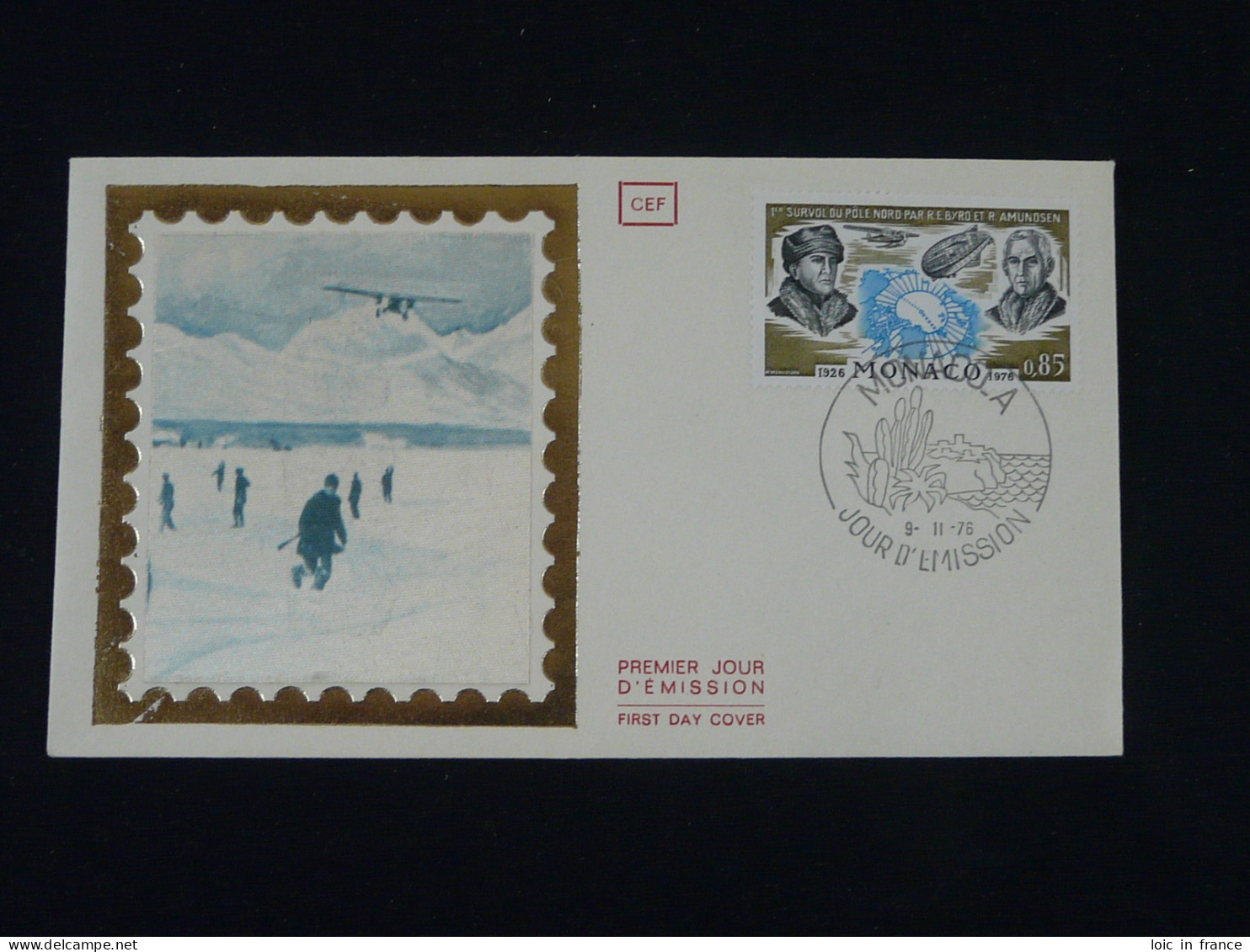 Aviation Survol Du Pole Nord Flight Over Noth Pole Byrd & Amundsen FDC Monaco 1976 - Explorateurs & Célébrités Polaires