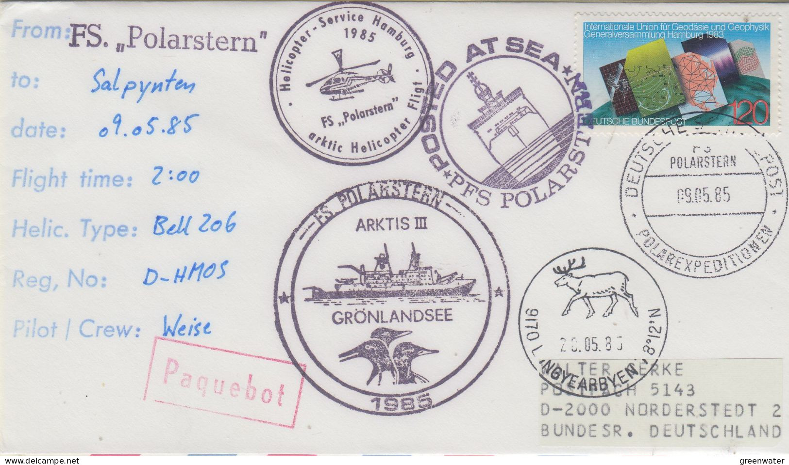 Germany FS Polarstern Heli Flight From Polarstern To Salpynten Spitsbergen 09.05.1985 (SX150) - Vols Polaires