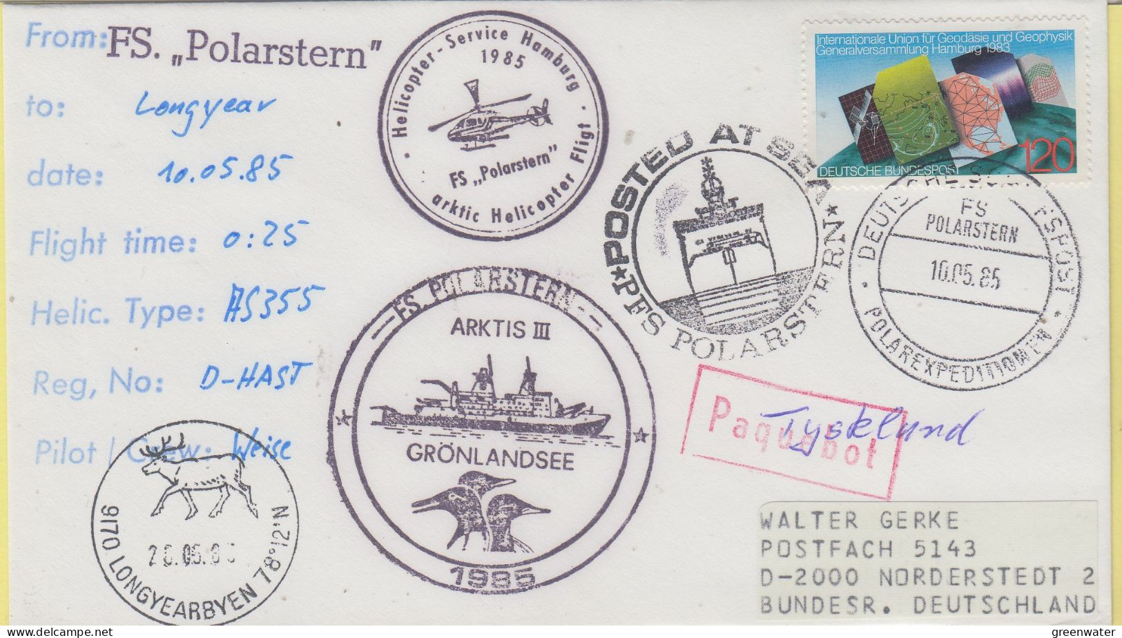 Germany FS Polarstern Heli Flight From Polarstern To Longyearbyen Spitsbergen 10.05.1985 (SX150A) - Vols Polaires