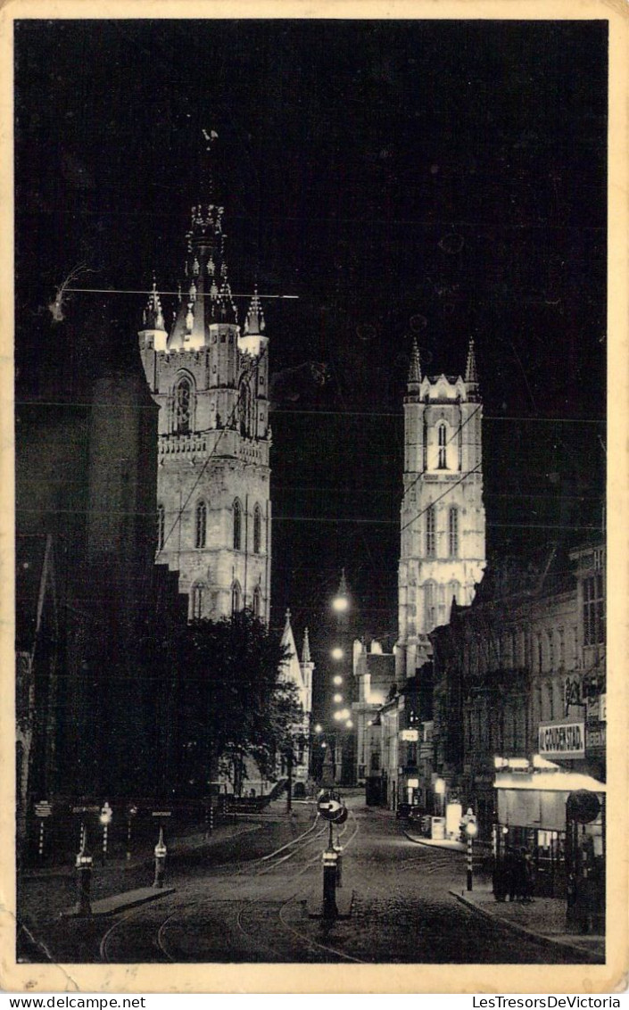 BELGIQUE - Gand - Beffroi Et Eglise St-Bavon Illuminés - Carte Postale Ancienne - Gent