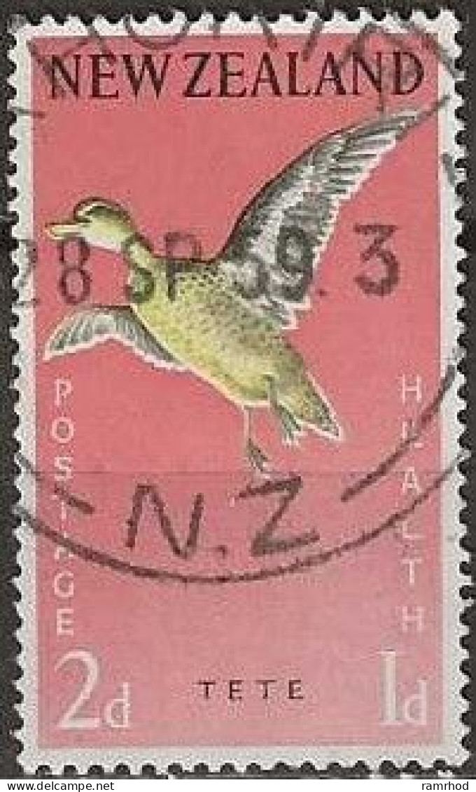 NEW ZEALAND 1959 Health Stamp - 2d.+1d - Grey Teal FU - Gebruikt