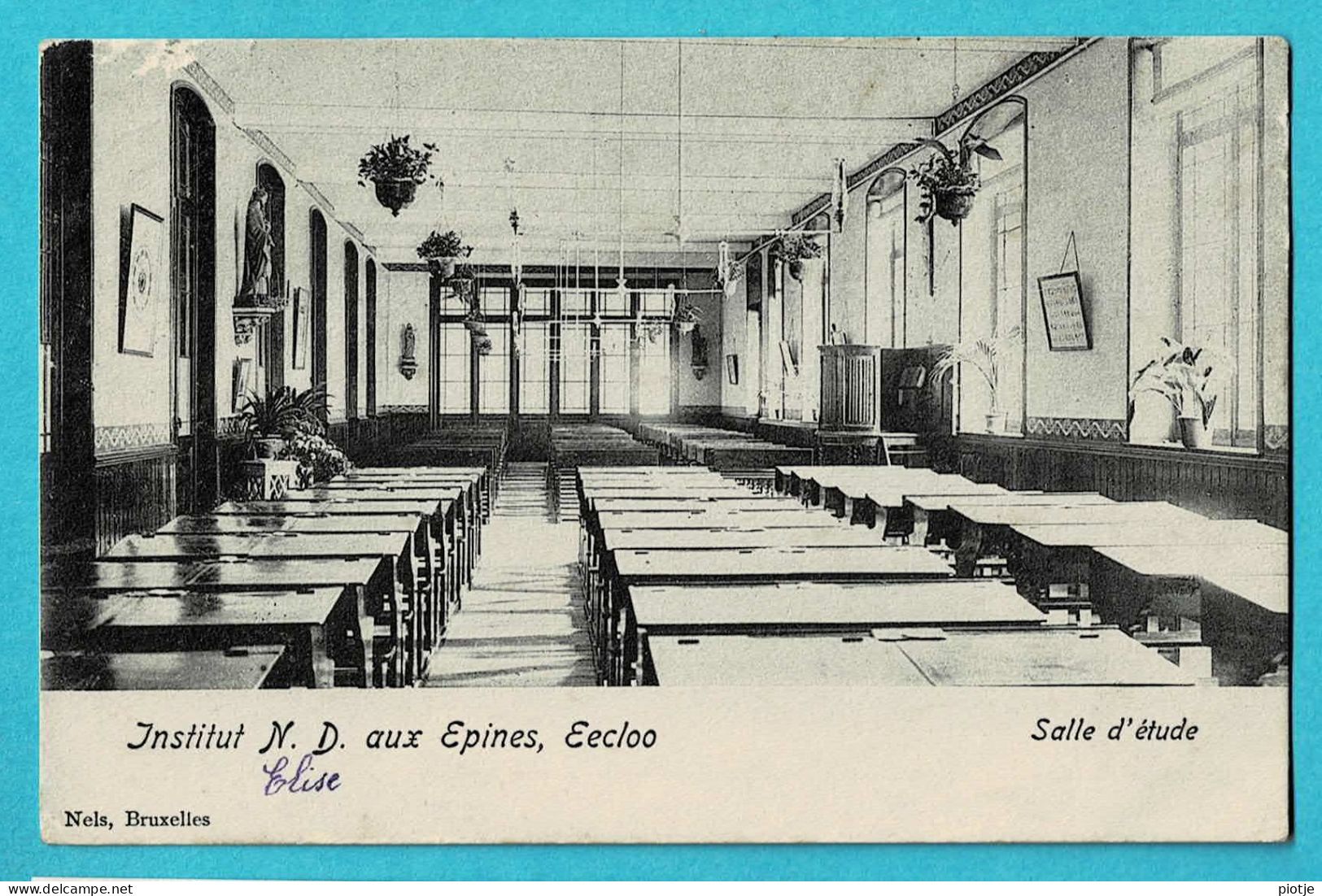 * Eeklo - Eecloo (Oost Vlaanderen) * (Nels) Institut N.D. Aux Epines, Salle D'étude, Studiezaal, Intérieur, Unique, Old - Eeklo