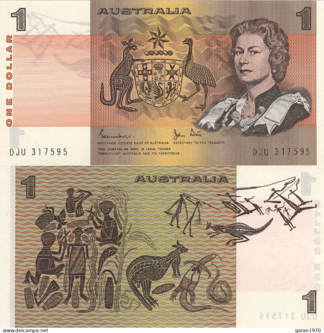 Australia 1 Dollar 1983 UNC, P-42 - 1974-94 Australia Reserve Bank (papier)