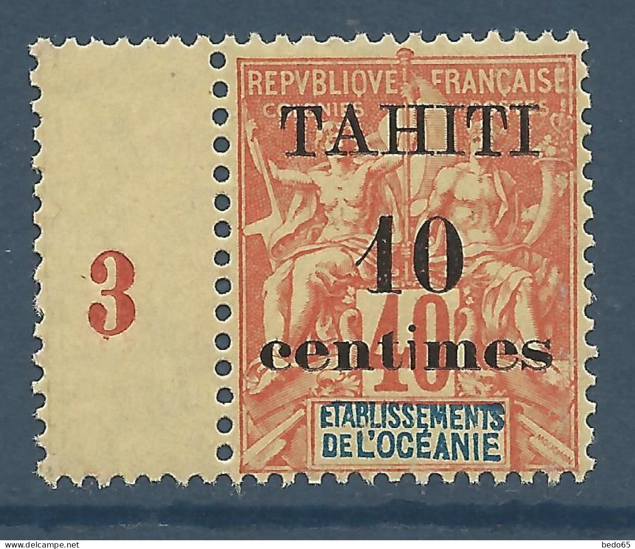 TAHITI N° 32 Variétée I De Centimes Squelettetique NEUF **  SANS CHARNIERE  / Hingeless / MNH - Neufs