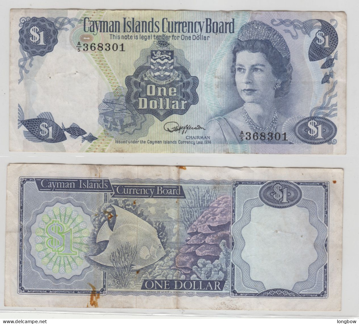 Cayman Island 1974 One Dollar Usato ( Retro Macchiato) - Iles Cayman