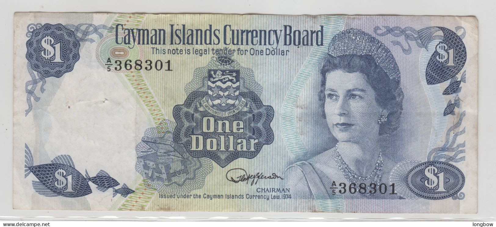 Cayman Island 1974 One Dollar Usato ( Retro Macchiato) - Iles Cayman