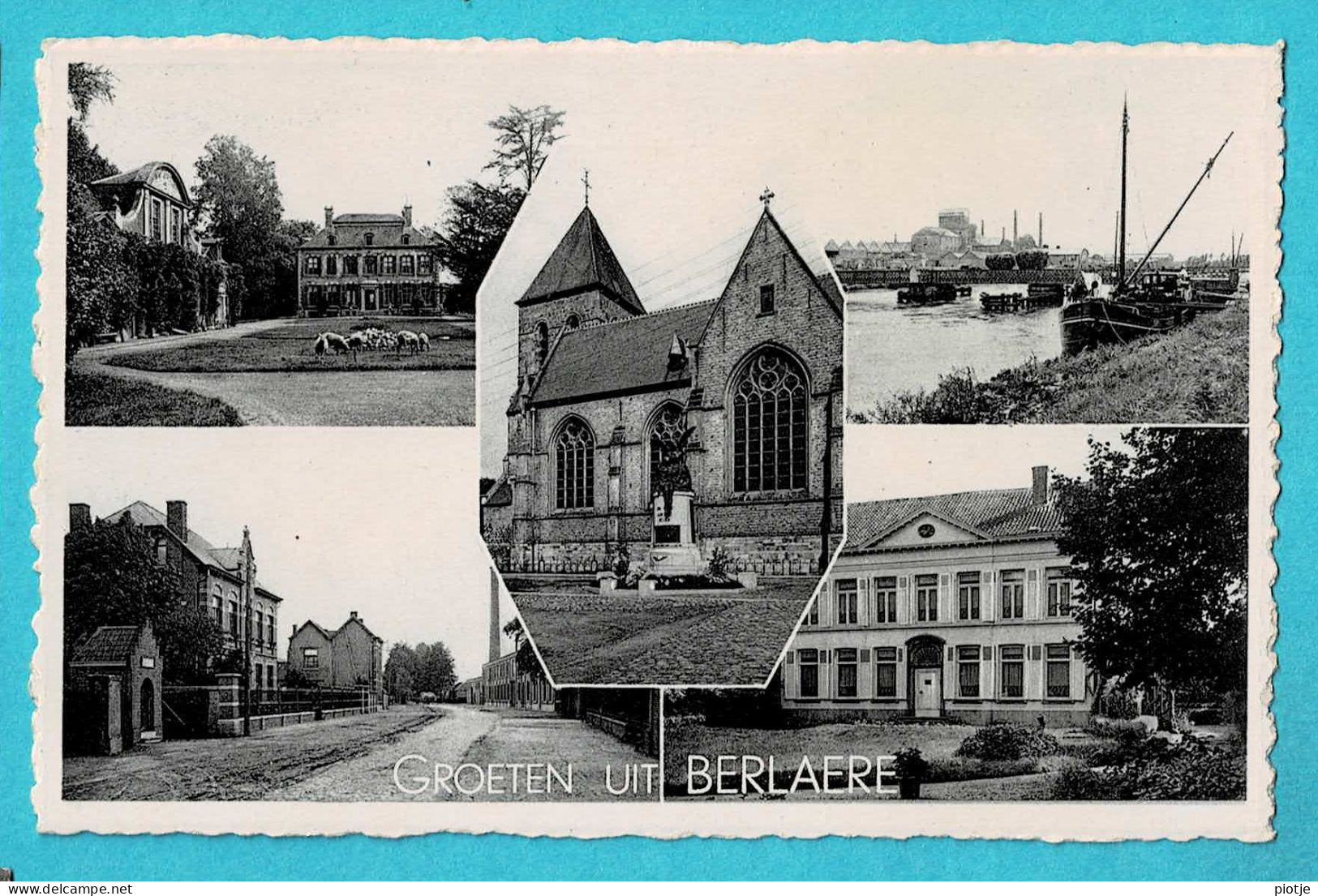 * Berlare - Berlaere (Oost Vlaanderen) * (Nels Bromurite, A. Lion) Groeten Uit Berlaere, Péniche, Bateau, Kerk, Chateau - Berlare