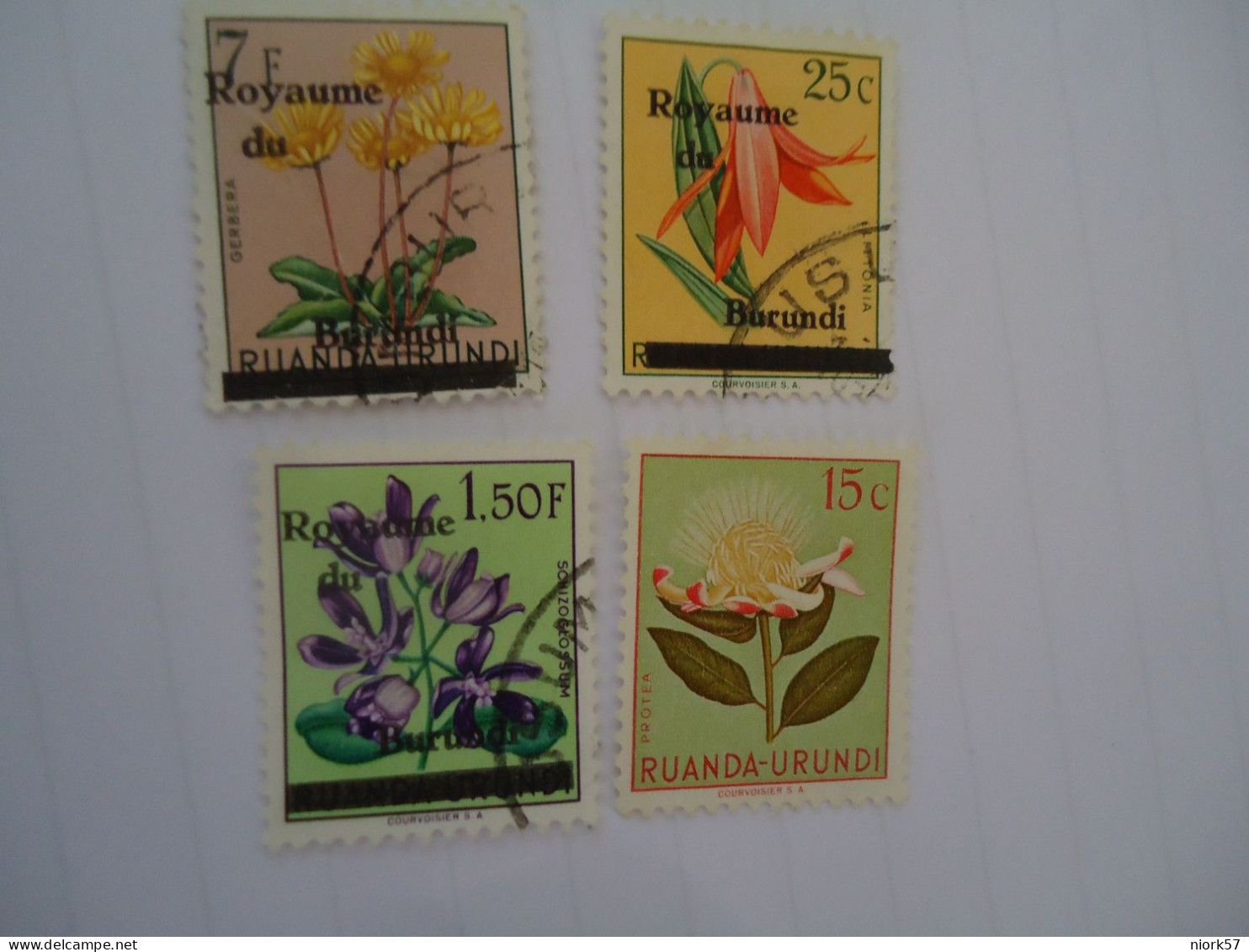 BURUNDI      USED STAMPS 4 FLOWERS OVERPRINT - Other & Unclassified