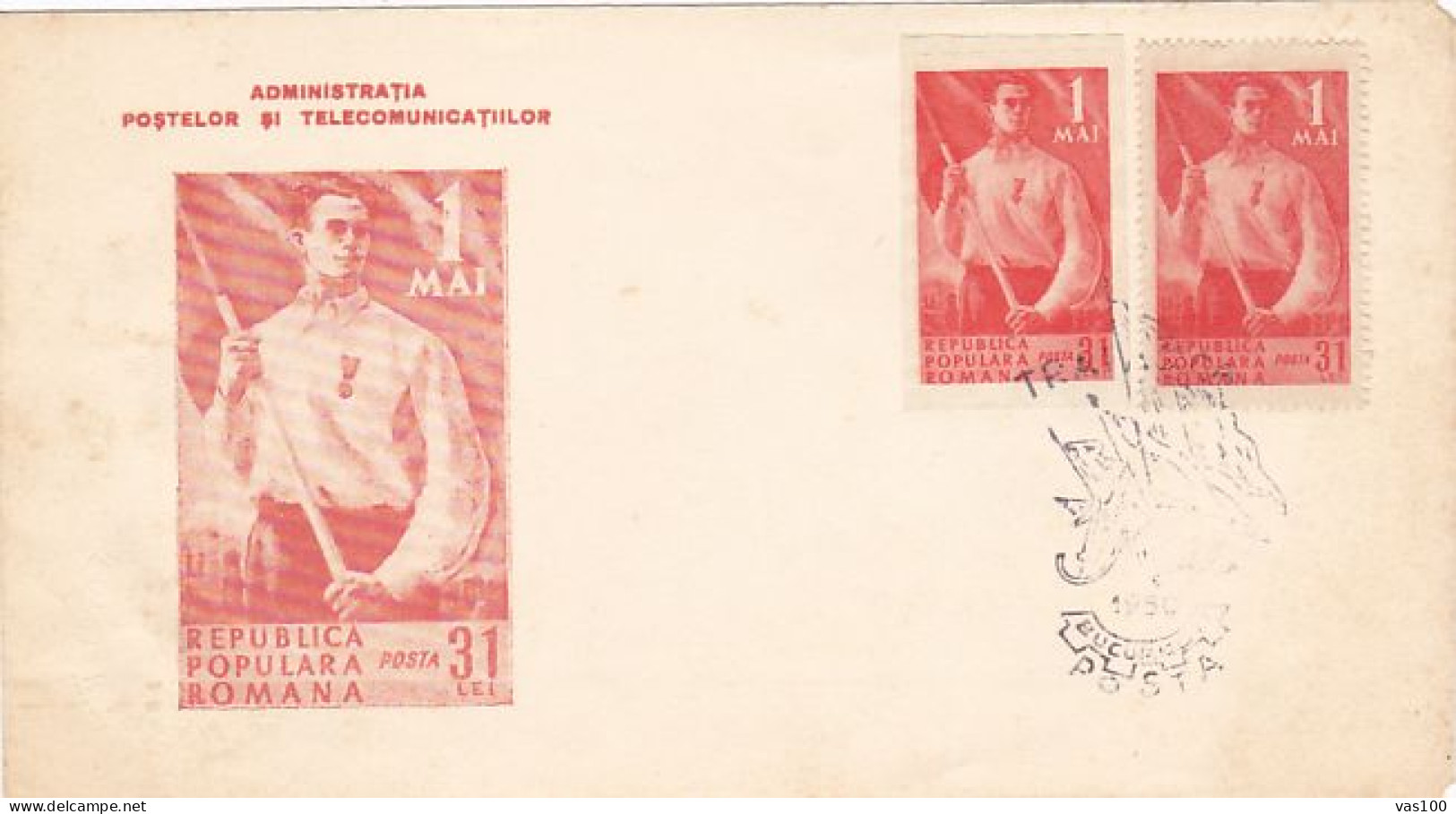 INTERNATIONAL WORKER'S DAY, MAY 1, SPECIAL COVER, 1950, ROMANIA - Storia Postale