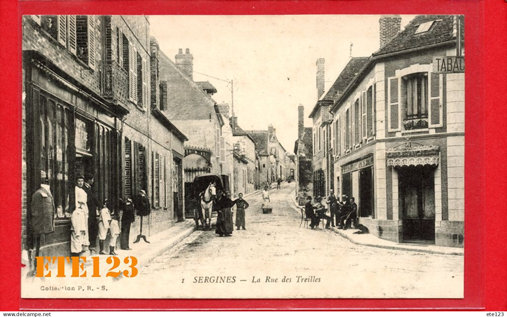 SERGINES La Rue Des Treilles Tabac Attelage Cheval - 89 Yonne - Sergines