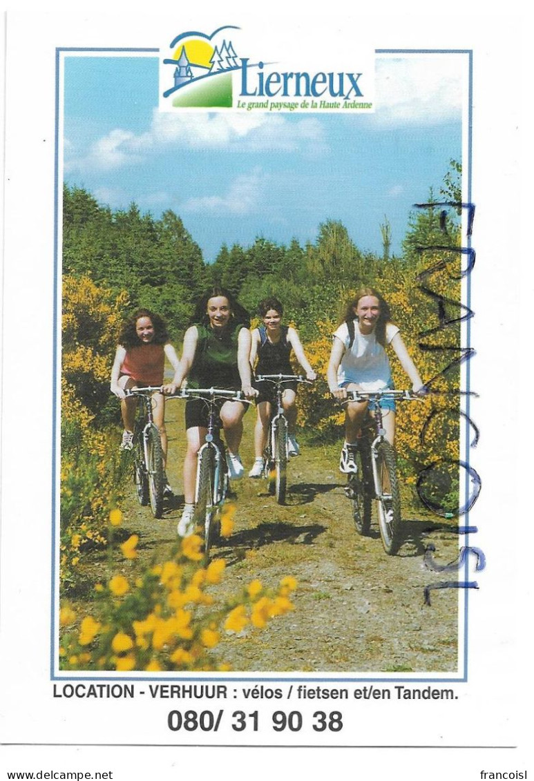 Lierneux (B-4990). Le Grand Paysage De La Haute Ardenne. 4 Cyclistes. Parcours Et Publicités Au Verso - Lierneux