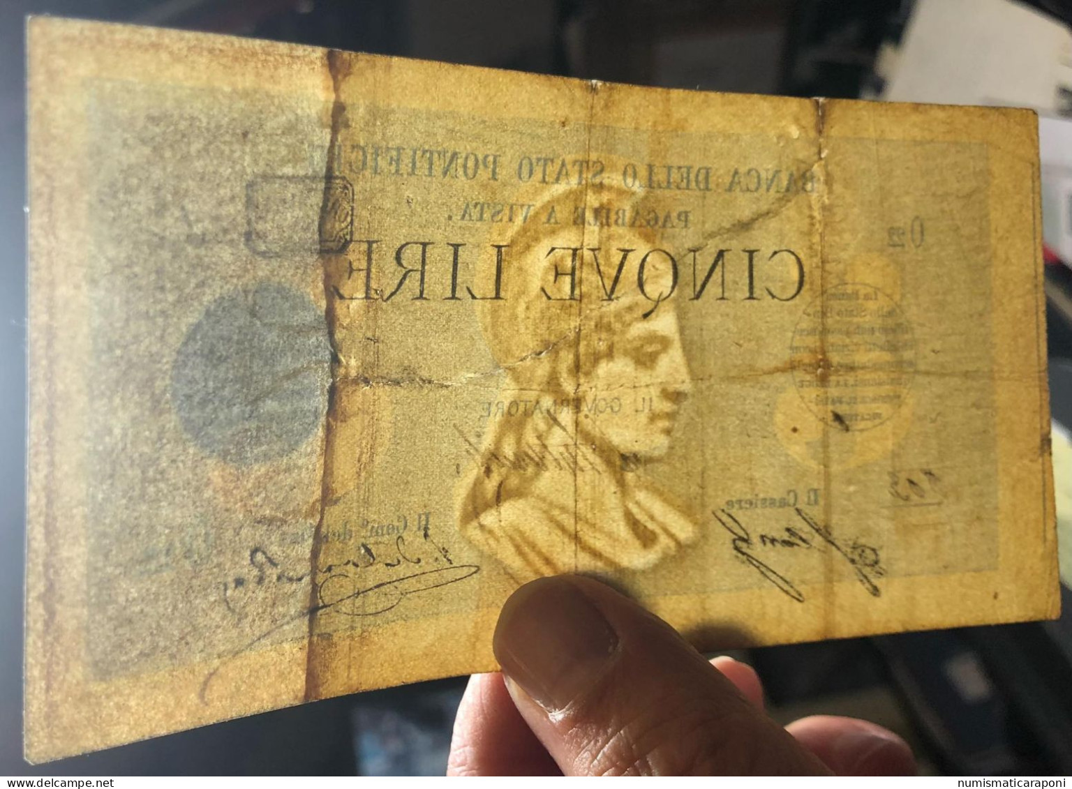 Stato Pontificio 5 LIRE PAPA PIO IX 1867 R4 RRRR Molto Restaurato Lotto.3911 - 100 Liras