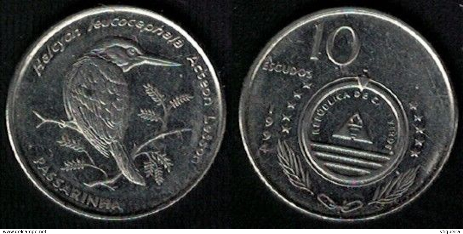 Cap Vert 1994 Pièce De Monnaie Coin 10 Escudos Oiseau Faune Halcyon Leucocephala Acteon Passarinha SU - Cape Verde