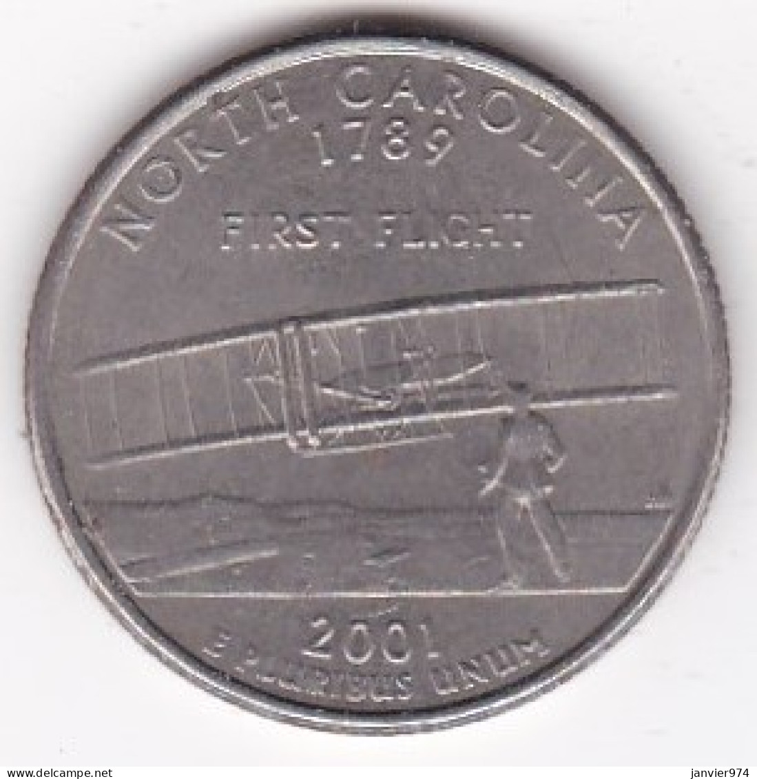 Caroline Du Nord Quarter Dollar 2001 P, Georges Washington, Cupronickel KM# 319 - 1999-2009: State Quarters