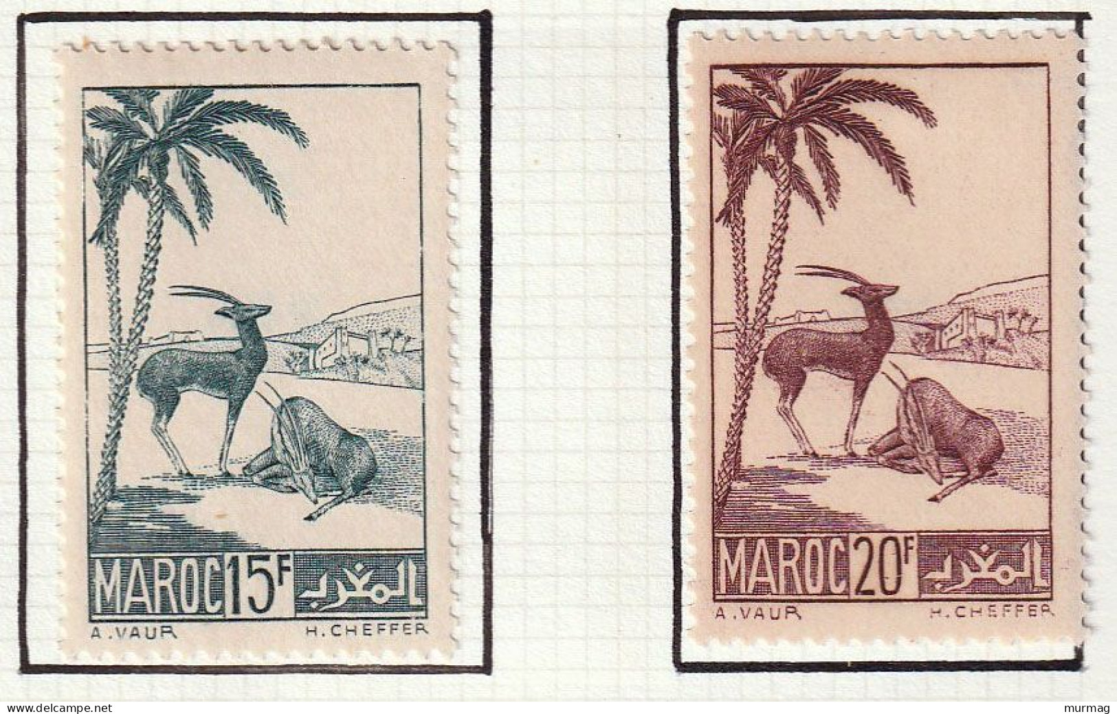 MAROC - Gazelles, Tb. Gravés, Signés H. Cheffer - Y&T N° 196, 198, 199 - 1939-42 - Oblitéré Et MH - Autres & Non Classés