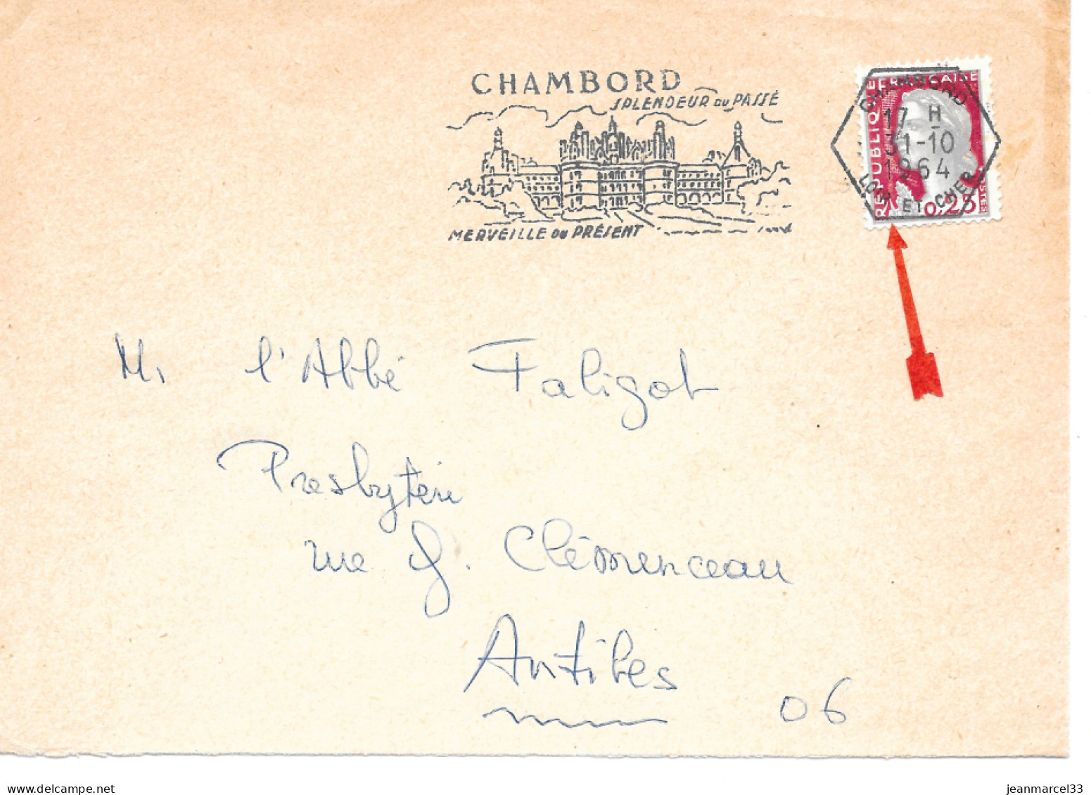 Curiosité Sur Lettre,flamme SECAP Illustrée =o TàD Hexagone Plein Chambord 31-10 1954 - Briefe U. Dokumente